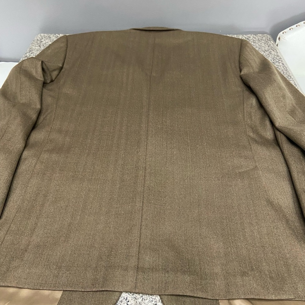 LAUREN RALPH LAUREN 100% Wool Herringbone Blazer Sport Coat Mens 44R Brown/Taupe - Picture 4 of 14